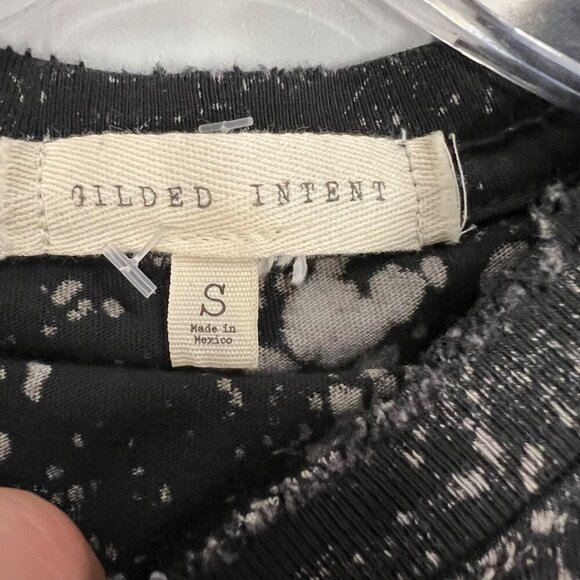 Gilded Intent Distressed Top Black/Gray Women's Size Small Tie Dye Short Sleeve - Picture 8 of 8